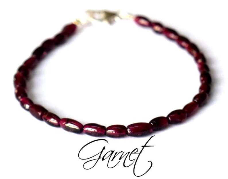 Garnet Oval 6x4mm Smooth beads adjustable stacking bracelet | STK-2999