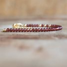 Garnet Round 3mm Faceted beads adjustable stacking bracelet | STK-3003