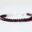 Garnet Button 5mm Smooth beads adjustable stacking bracelet | STK-3011
