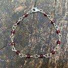 Garnet Round 3mm Faceted beads adjustable stacking bracelet | STK-3019