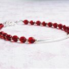 Garnet Round 5mm Faceted beads adjustable stacking bracelet | STK-3029