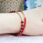 Garnet Round 5mm Faceted beads adjustable stacking bracelet | STK-3029