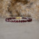Garnet Round 4mm Faceted beads adjustable stacking bracelet | STK-3032