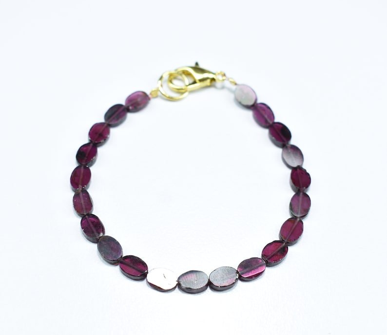 Garnet Oval 5X7mm Smooth beads adjustable stacking bracelet | STK-3062