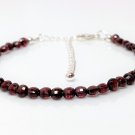 Garnet Round 4mm Faceted beads adjustable stacking bracelet | STK-3072