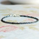 Hematite Cube 3mm Smooth beads adjustable stacking bracelet | STK-3493