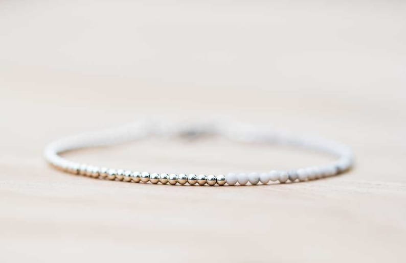 Howlite Round 2mm Smooth beads adjustable stacking bracelet | STK-3630