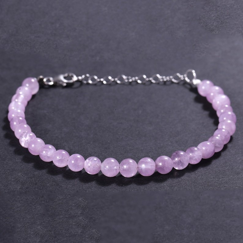 Kunzite Round 5mm Smooth beads adjustable stacking bracelet | STK-3790