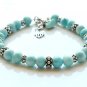 Larimar Round 8mm Smooth beads adjustable stacking bracelet | STK-4379
