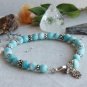 Larimar Round 8mm Smooth beads adjustable stacking bracelet | STK-4379