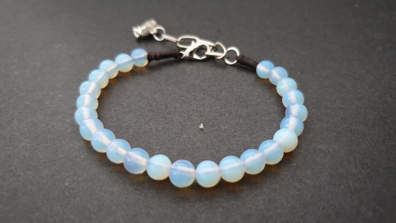 Opalite Round 6mm Smooth beads adjustable stacking bracelet | STK-5014