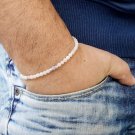 Agate Round 3.5mm Faceted beads adjustable stacking bracelet | STK-0046