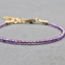 Amethyst Round 2mm Smooth beads adjustable stacking bracelet | STK-0156