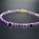 Amethyst Round 3mm Smooth beads adjustable stacking bracelet | STK-0157