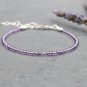 Amethyst Round 3mm Smooth beads adjustable stacking bracelet | STK-0217