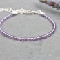Amethyst Round 3mm Smooth beads adjustable stacking bracelet | STK-0217