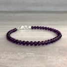 Amethyst Round 4mm Smooth beads adjustable stacking bracelet | STK-0221