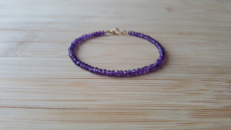 Amethyst Round 2mm Smooth beads adjustable stacking bracelet | STK-0239