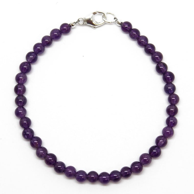 Amethyst Round 4mm Smooth beads adjustable stacking bracelet | STK-0255