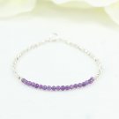 Amethyst Round 2mm Smooth beads adjustable stacking bracelet | STK-0333