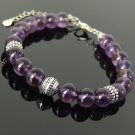 Amethyst Round 8mm Smooth beads adjustable stacking bracelet | STK-0351