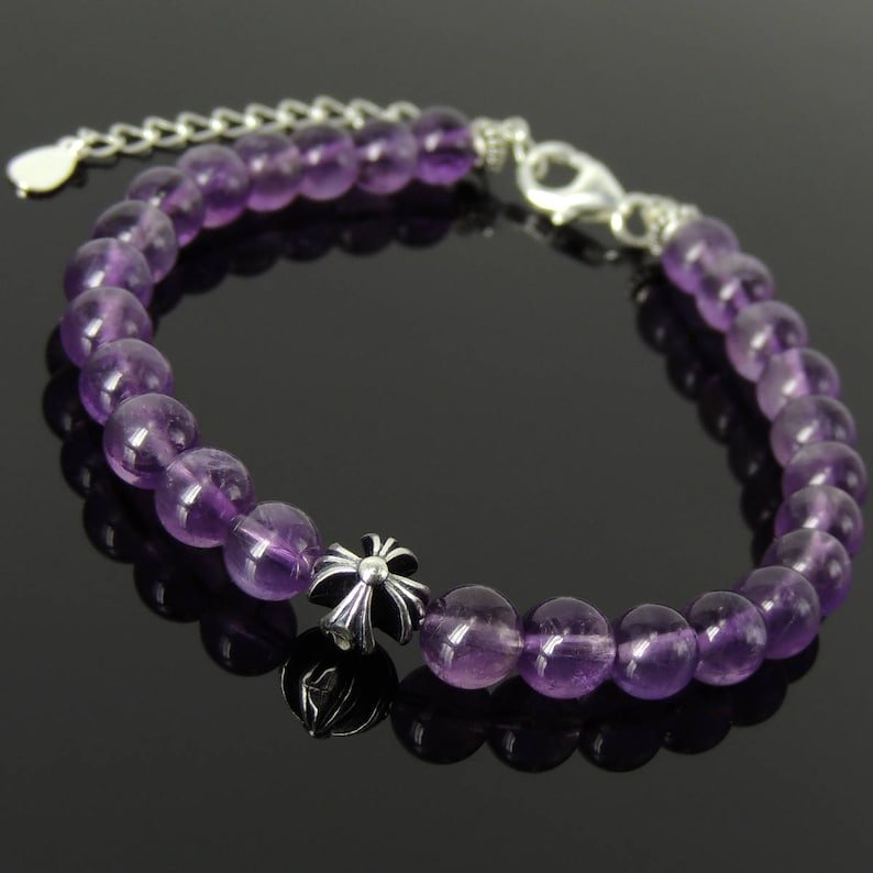 Amethyst Round 8mm Smooth beads adjustable stacking bracelet | STK-0353