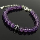 Amethyst Round 8mm Smooth beads adjustable stacking bracelet | STK-0353