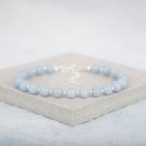 Angelite Round 6mm Smooth beads adjustable stacking bracelet | STK-0556
