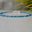 Apatite Round 3mm Faceted beads adjustable stacking bracelet | STK-0582
