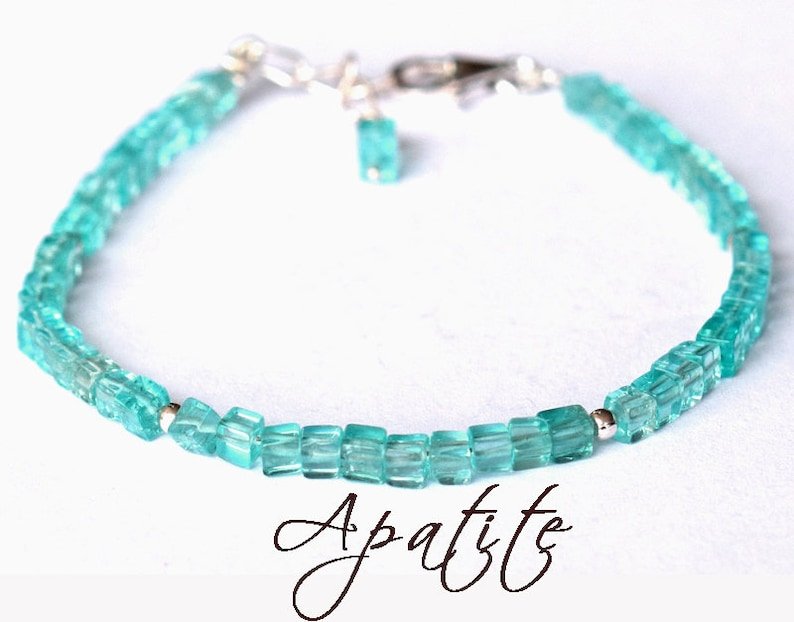Apatite Cube 3.5mm Smooth beads adjustable stacking bracelet | STK-0615