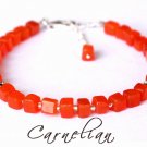 Carnelian Cube 4mm Smooth beads adjustable stacking bracelet | STK-1895