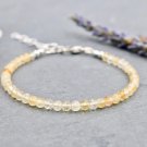 Citrine Round 4mm Faceted beads adjustable stacking bracelet | STK-2142