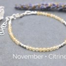 Citrine Round 3mm Faceted beads adjustable stacking bracelet | STK-2205