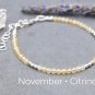 Citrine Round 3mm Faceted beads adjustable stacking bracelet | STK-2205