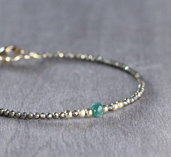 Emerald Round 3mm Faceted beads adjustable stacking bracelet | STK-2510