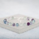 Fluorite Round 6mm Smooth beads adjustable stacking bracelet | STK-2842