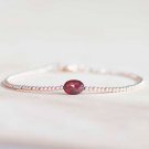 Garnet Oval 10x12 Faceted beads adjustable stacking bracelet | STK-3009