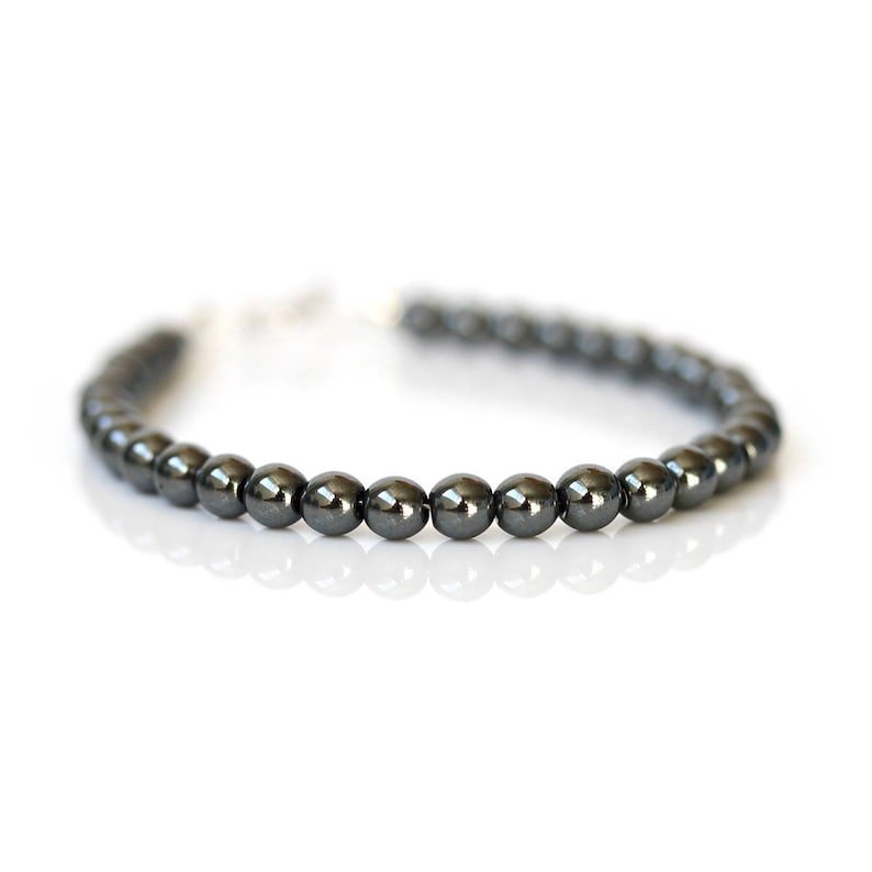 Hematite Round 5mm Smooth beads adjustable stacking bracelet | STK-3497