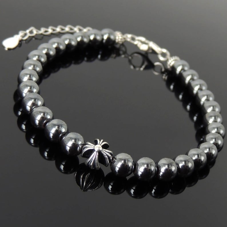 Hematite Round 8mm Smooth beads adjustable stacking bracelet | STK-3500