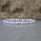Kunzite Round 4mm Faceted beads adjustable stacking bracelet | STK-3789