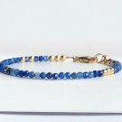 Kyanite Round 3mm Faceted beads adjustable stacking bracelet | STK-3796