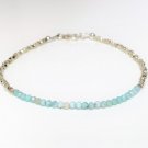 Larimar Round 3mm Faceted beads adjustable stacking bracelet | STK-4406