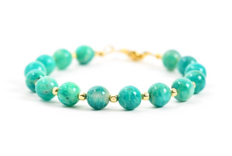 Amazonite Round 8mm Smooth beads adjustable stacking bracelet | STK-0064
