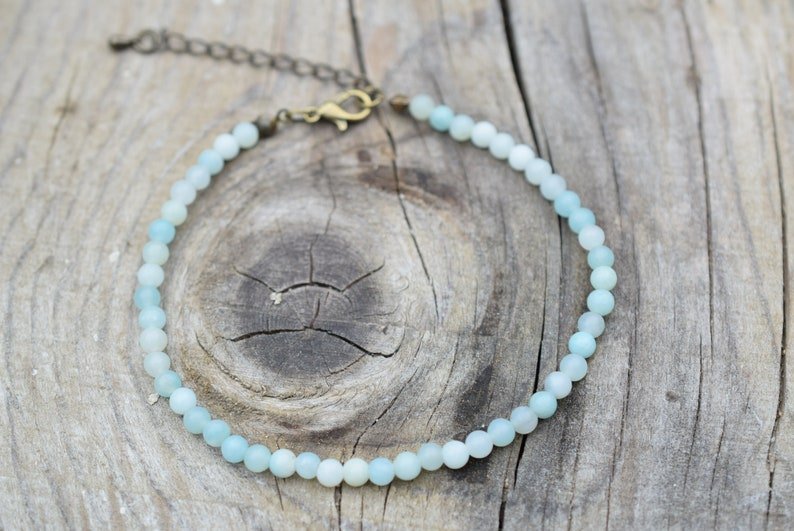 Amazonite Round 3mm Smooth beads adjustable stacking bracelet | STK-0089