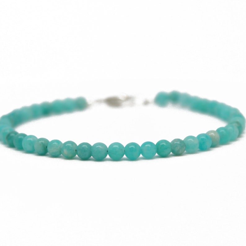 Amazonite Round 4mm Smooth beads adjustable stacking bracelet | STK-0093