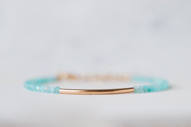 Amazonite Round 3mm Smooth beads adjustable stacking bracelet | STK-0107