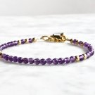 Amethyst Round 2mm Faceted beads adjustable stacking bracelet | STK-0155