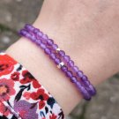 Amethyst Round 4mm Faceted beads adjustable stacking bracelet | STK-0158