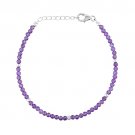 Amethyst Round 3mm Faceted beads adjustable stacking bracelet | STK-0187