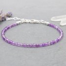 Amethyst Round 2mm Faceted beads adjustable stacking bracelet | STK-0237